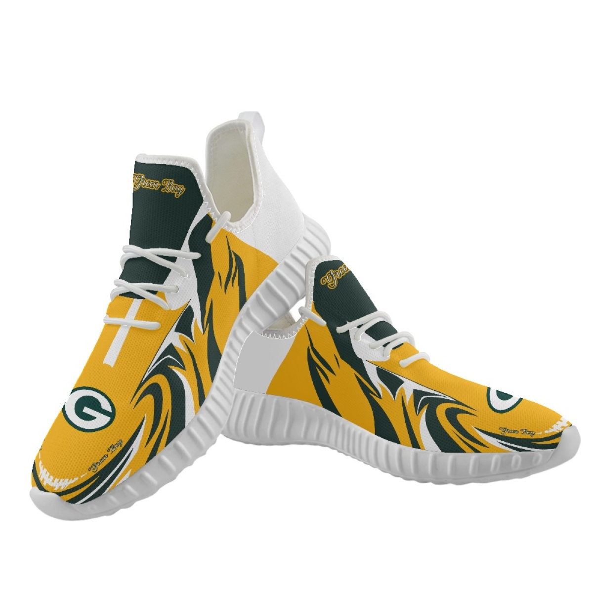 Women's Green Bay Packers Mesh Knit Sneakers/Shoes 016 Women's Green Bay Packers Mesh Knit Sneakers/Shoes 016